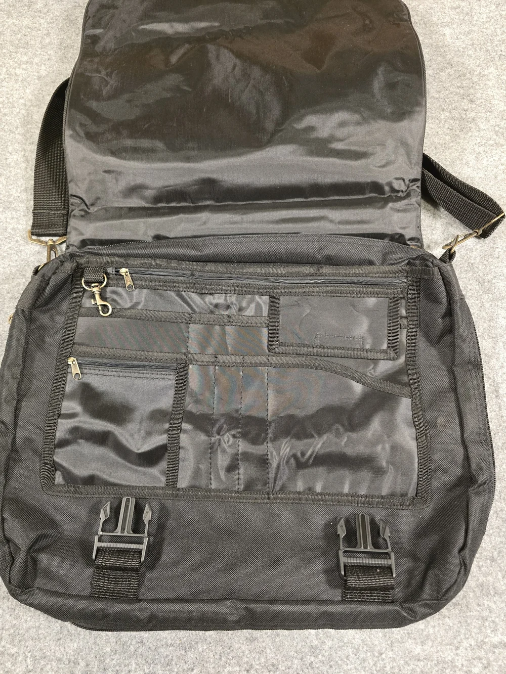 LEEDS Messenger Bag Black NRA Logo with Sturdy Adjustable Strap